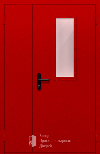 Фото двери «Полуторная со стеклом (красная)» в Москве