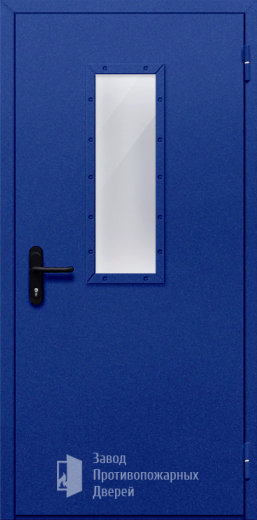 Фото двери «Однопольная со стеклом (синяя)» в Москве