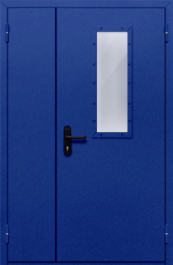 Фото двери «Полуторная со стеклом (синяя)» в Москве