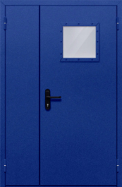 Фото двери «Полуторная со стеклопакетом (синяя)» в Москве